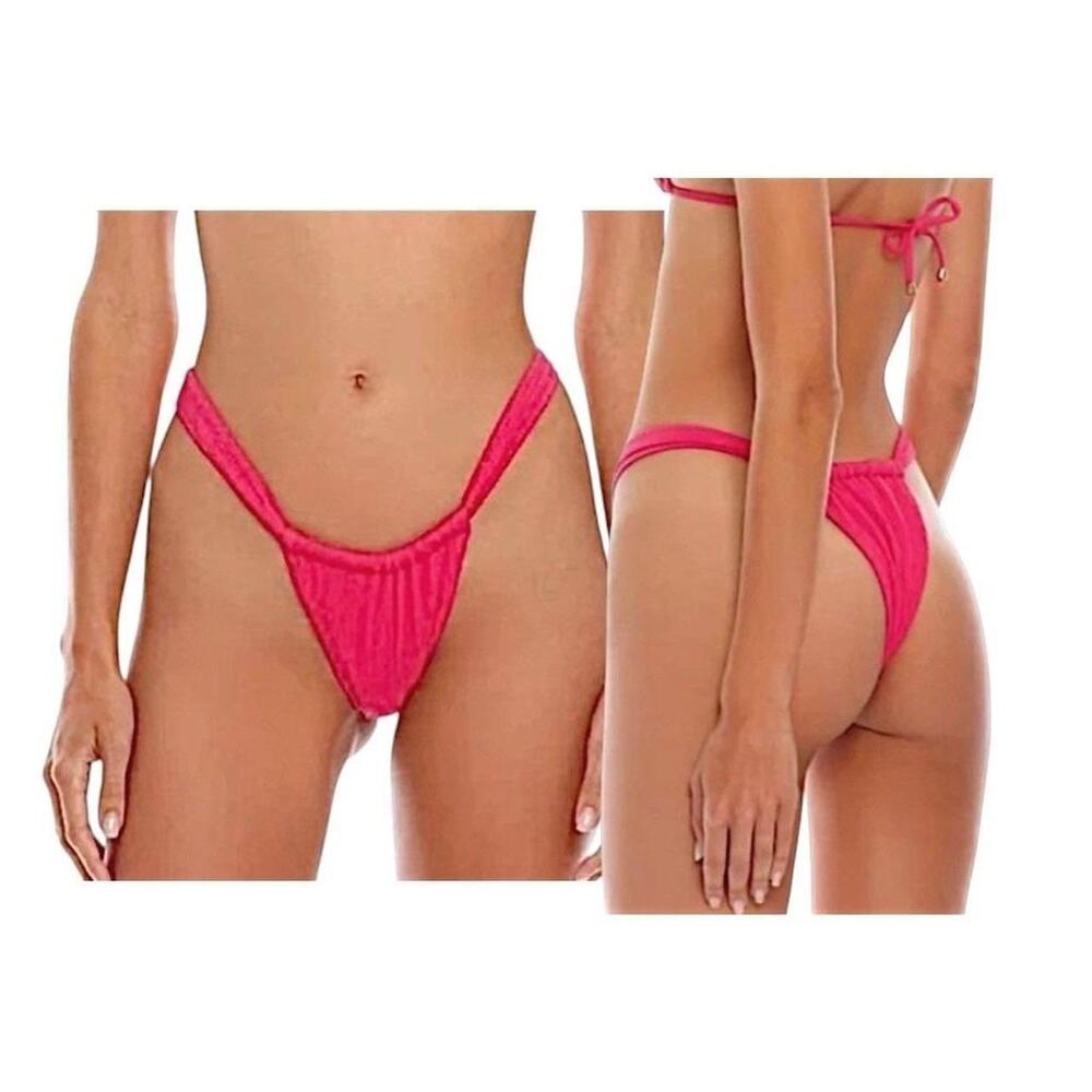 Agua Bendita Resort Colombia Elsa Luau Pink Brazilian Cheeky Bikini Bottoms XL